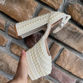 Luxury Handmade Full Pearls Beaded Platform Wedges Women Pumps Fashion Chunky Heeled Ultra High heels Banquet Dress Wedding Shoe