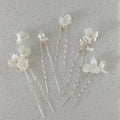 Wedding Accessories Porcelain Flower Hair Pin Clip Silver Color Head Piece For Brides Women Bridesmaids Hairpin Bridal Jewelry