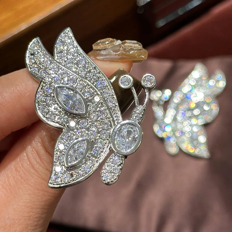 High Quality Butterfly Zircon Bridal Earrings CZ Zirconia Wedding Earring For Women Bride Accessories Party Dinner Dress Jewelry