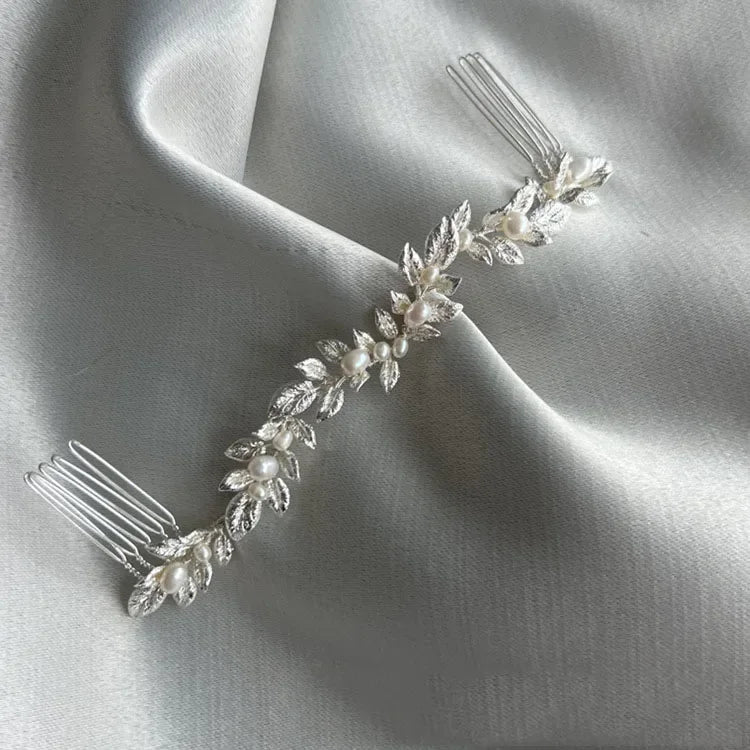 Silver Color Headband Tiara Hairband Bride Bridesmaids Flower Leaf Headpiece Headwear Wedding Accessories Bridal Hair Jewelry b