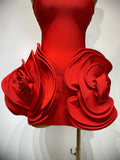 Celebrity Sexy Strapless Backless Flower Red Mini Bodycon Bandage Dress Knitted Elegant Evening Club Luxury Birthday Dress