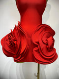 Celebrity Sexy Strapless Backless Flower Red Mini Bodycon Bandage Dress Knitted Elegant Evening Club Luxury Birthday Dress