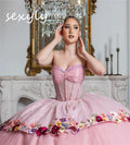 Pink Quinceanera Dress Charro Sweetheart Ball Gown Flower Vestio De 15 Xv Anos Sixteen Masquerade Sequined Savistidos Customized