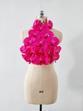 Rosered Women Sexy Florals Backless Bodycon Tops Celebrate Nightclub Party Bar Dancer DJ Performance Costume Fuchsia