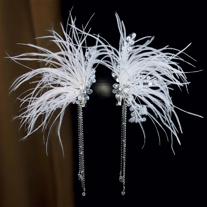 Wedding Accessories Feather Head Piece Evening Party Hairpin For Brides Bridesmaids Women Prom Hair Pin Clip Bridal Jewelry a