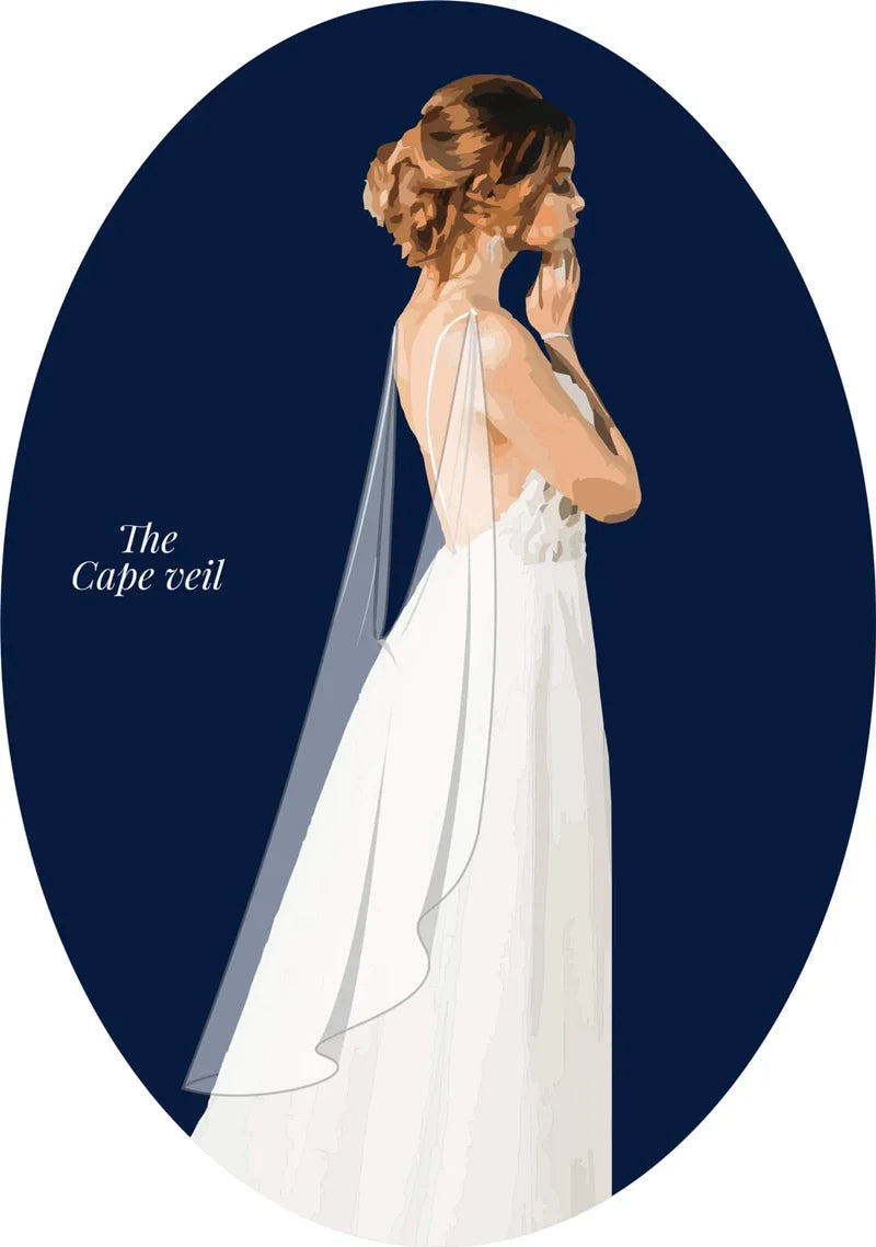 Bridal Cape Veil Soft Draped Tulle Wedding Cape