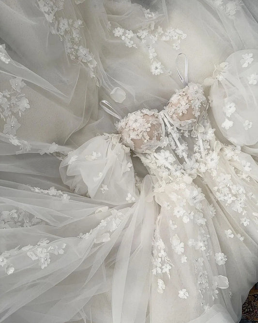Luxury Wedding Dress Off The Shoulder Beading Flower A-Line Bride Dresses Princess Wedding Gown vestidos de novia 2024