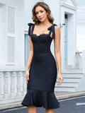 Sexy Women'S Lace Patchwork Bandage Dress Spaghetti Strap Lace Up Sleeveless Bodycon Backless Midi Dress Evening Party Vestidos
