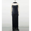 Elegant Women's Light Luxury Dress+Strapless Sleeveless Bodycon Patchwork Long Dress Cocktail Evening Party Vestidos