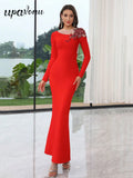 2024 Sexy Women Christmas Dress O-neck Long Sleeve Gauntlet Heavy duty sequin Flower Design Bodycon Backless Long Dress Vestidos