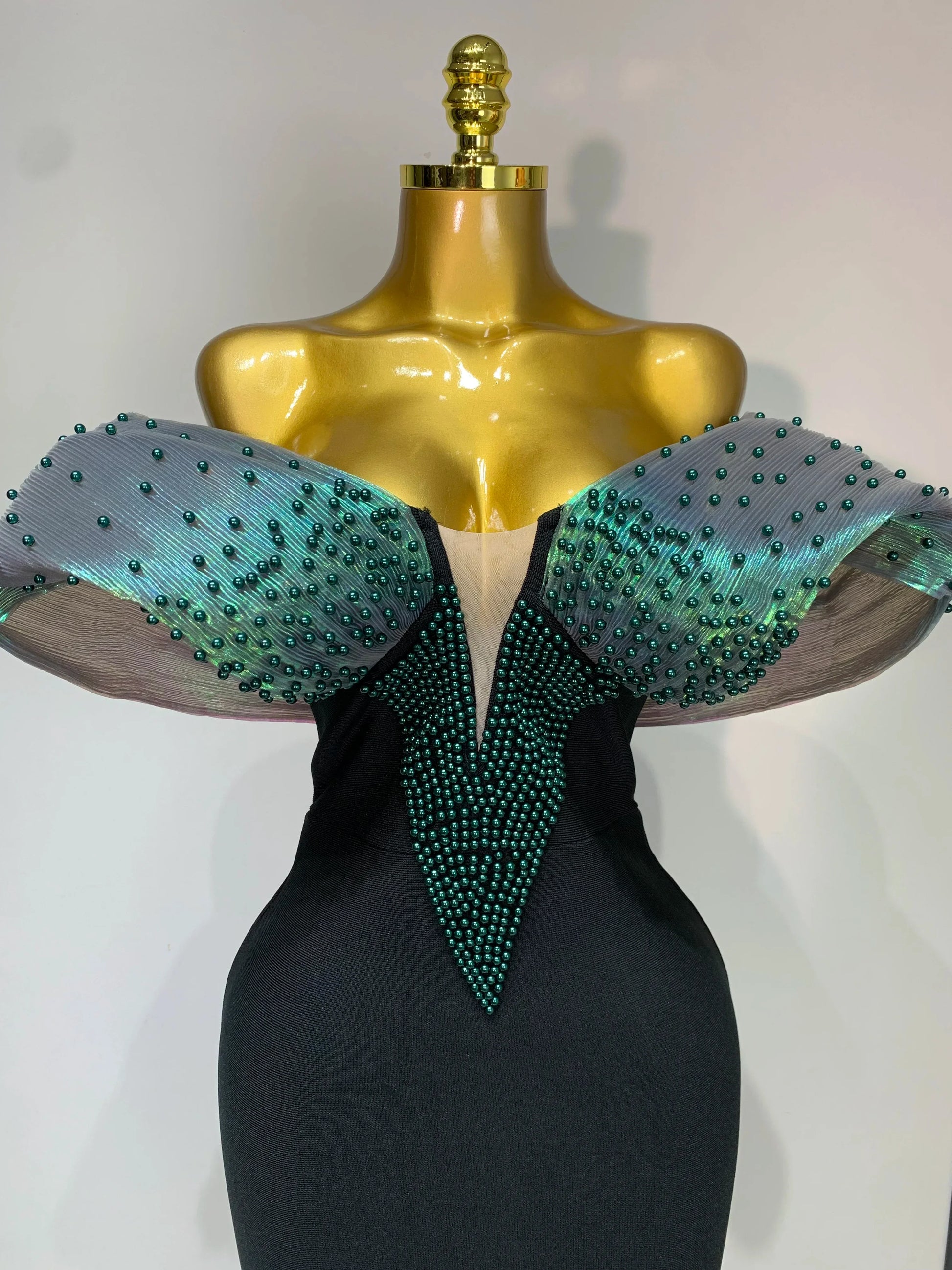 Women Celebrity Sexy Off Shoulder Beading Bodycon Maxi Long Bandage Dress Elegant Evening Club Party Luxury Birthday Outfit