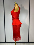 Fashion Sexy Celebrity Elegant V Neck Midi Bodycon Bandage Dress Red Lace Dress Evening Party Cocktail Luxury Birthday Dresses