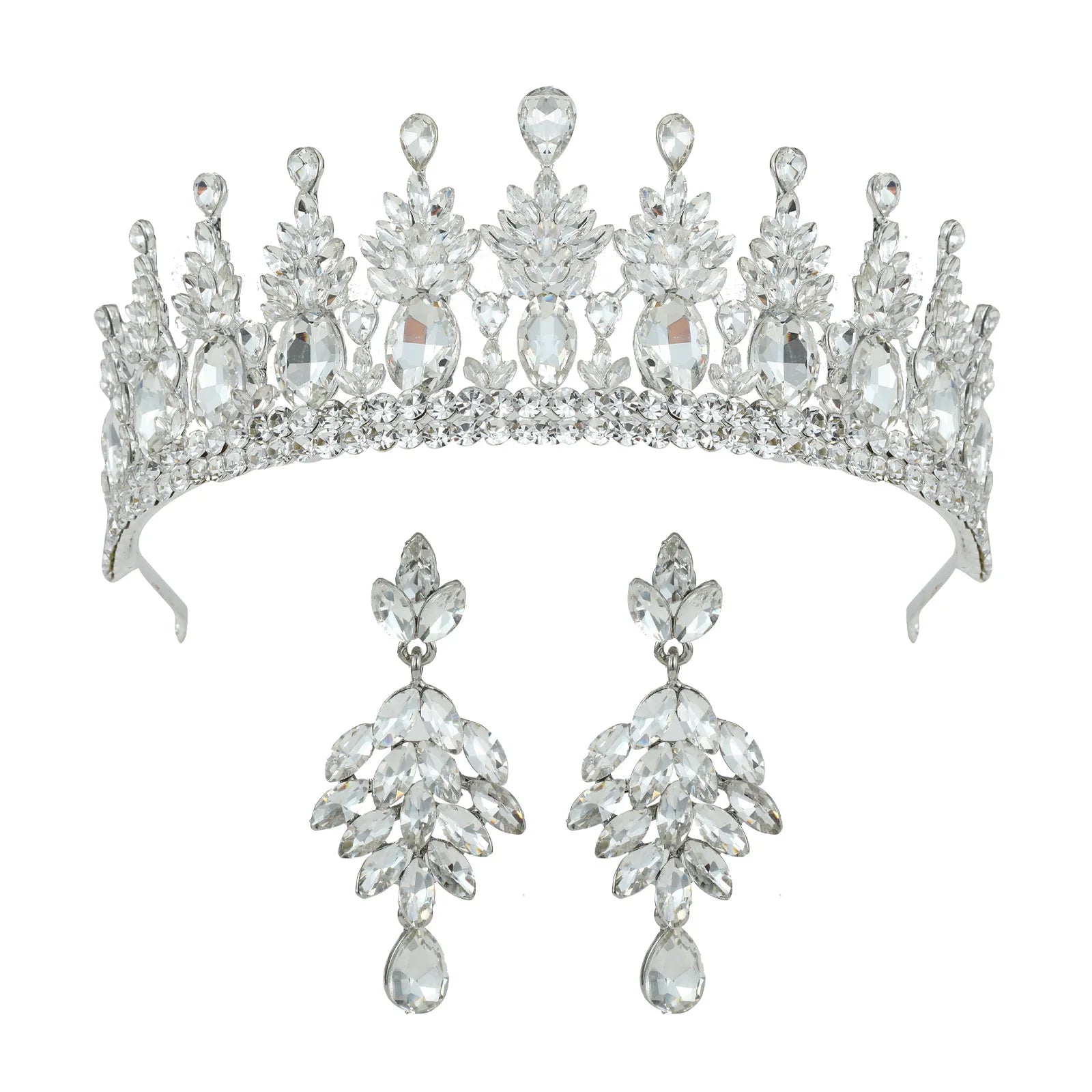 Baroque Crowns For Queen Women Crystal Princess Bridal Tiara Crown Wedding Hair Accessories Pageant Prom Hair Jewelry Headdress Blue Zinc Plated