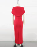 Red Color Women Sexy Square Collar Short Sleeve Bodycon Long Bandage Dress Evening Party Celebrate Wedding Outfit