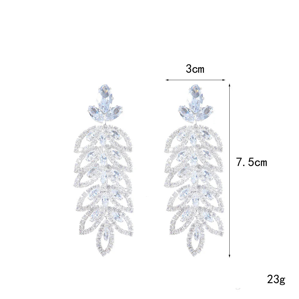 Bridal Hair Jewelry Big Large Zircon Tiaras and Crowns CZ Headpiece For Brides Diadem Crystal Earrings Set Wedding Accessories