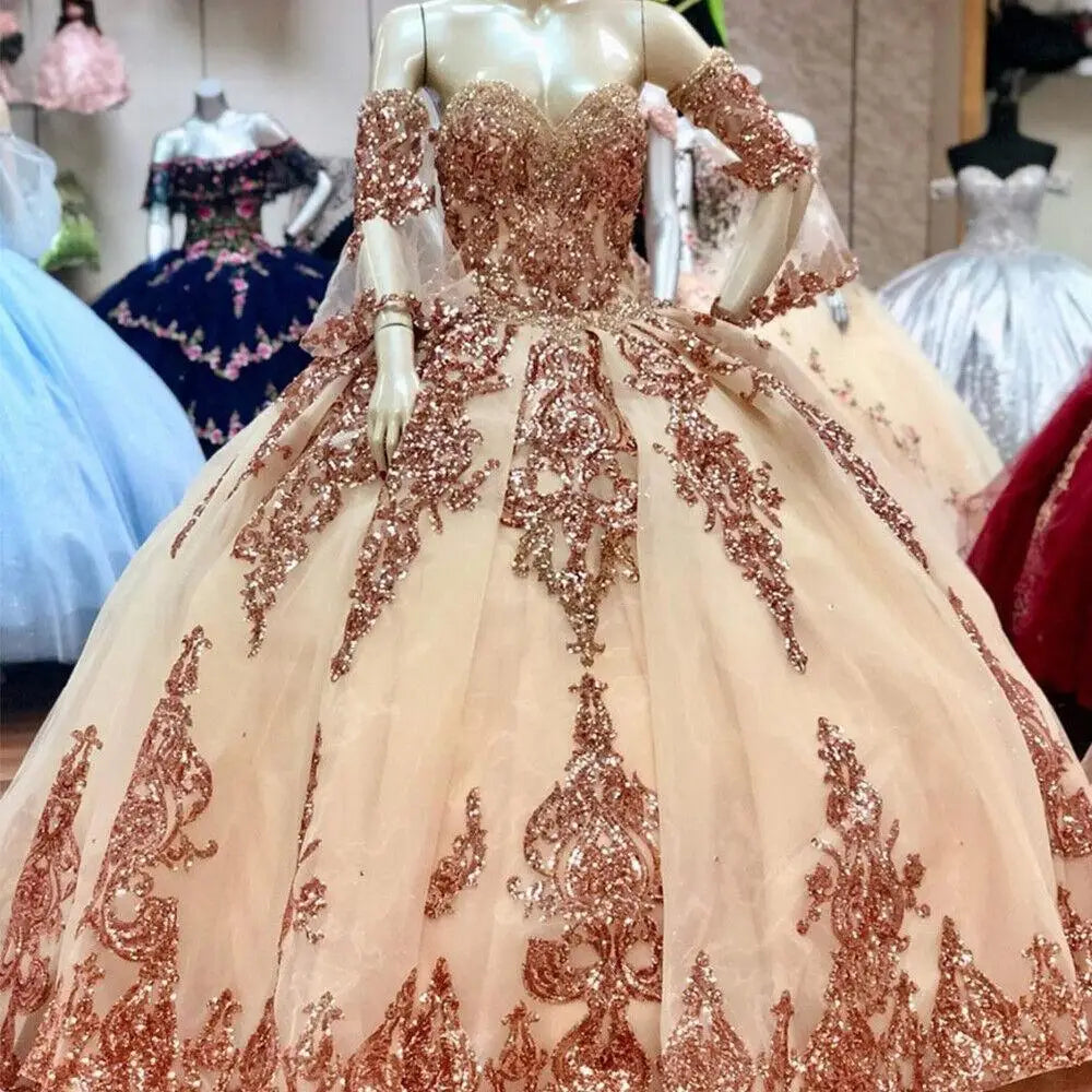 Luxury Sequin Quinceanera Dress Vestido Xv Anos Sweet 15 Birthday Party Gown Civil War Debutante Elegant Beaded Prom Customized