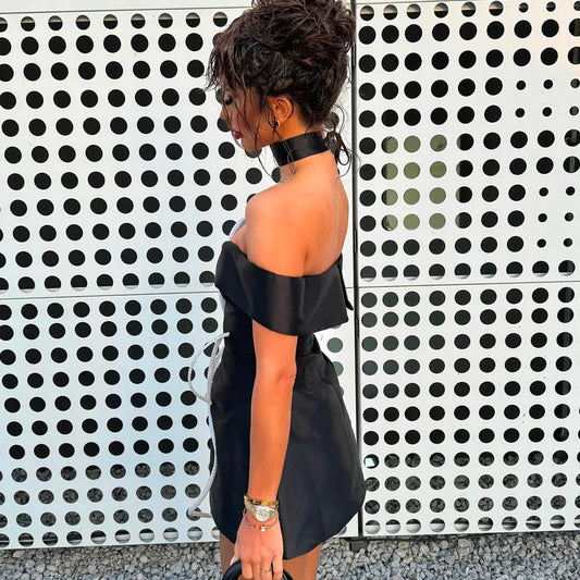 Black Color Women Sexy Off the Shoulder Big Florals Bodycon Mini Bandage Dress Fashion Celebrate Nightclub Party Outfit Vestido