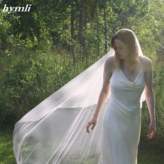 Romantic Bridal Veil with Blusher Simple 2 Tier Veil in White, Ivory, Off-White Soft Tulle Black