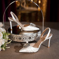 Luxury Rhinestones Satin Pleated Women Pumps Elegant Pointed toe Thin High heels Spring Summer Female Slingbacks Party Shoes
