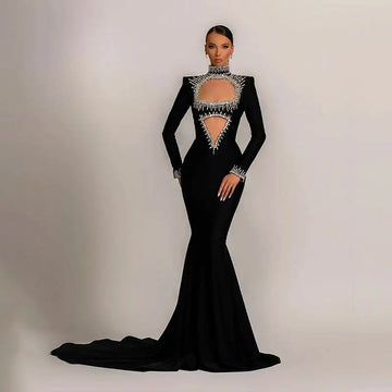 New Winter Style Women Long Sleeve Sexy Mesh Sparkly Crystal Bodycon Long Bandage Dress Fashion Celebrate Evening Party Dress