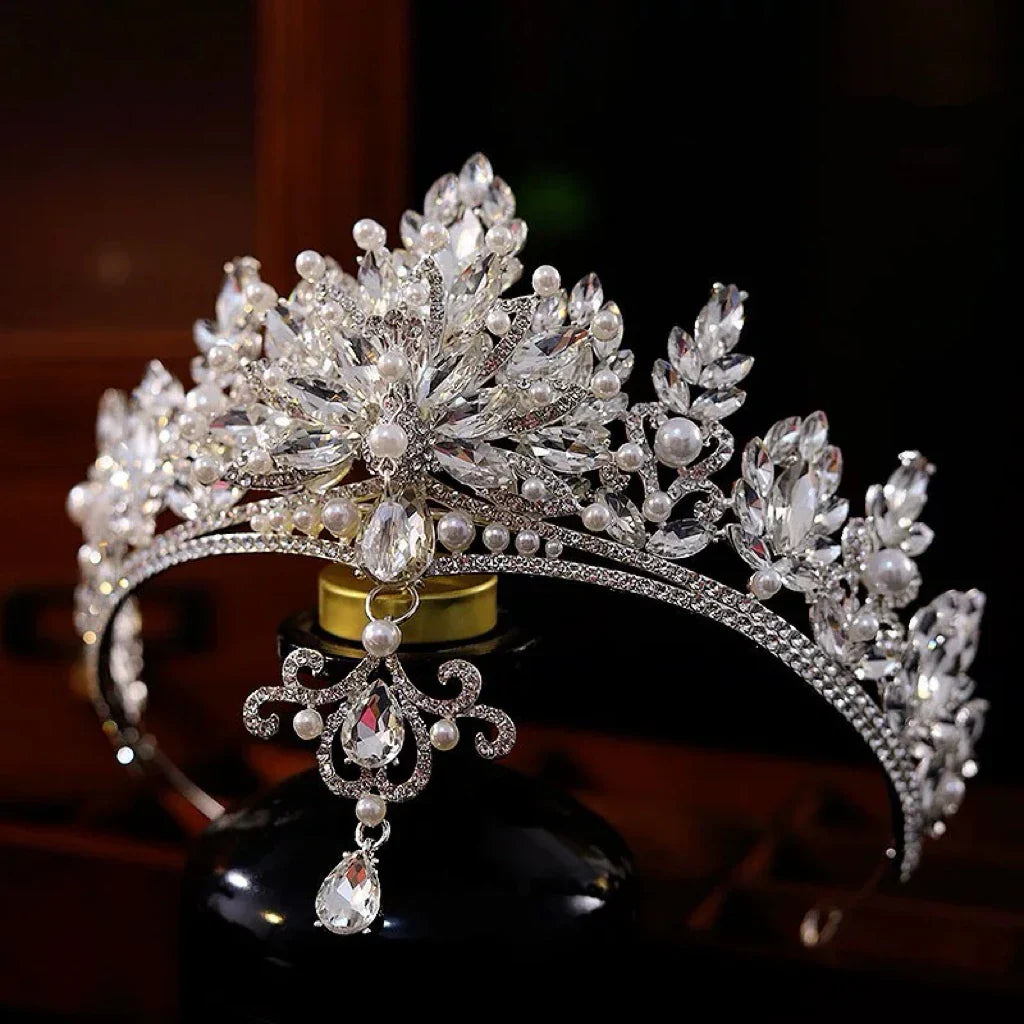 Bridal Hair Jewelry Pearl Crystal Rhinestones Tiaras and Crowns Headpieces For Bride Prom Pageant Headband Wedding Accessories