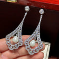 High Quality Zircon Pearl Bridal Earrings CZ Cubic Zirconia Wedding Earring For Brides Accessories Women Birthday Gift Jewelry a Clear