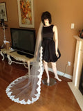 250cm lace wedding veil 1 layer bridal veil with metal comb in white , off white , ivory