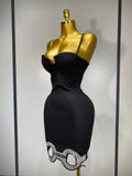 Women Fashion Sexy Backless Halter Black Midi Bodycon Bandage Dress Elegant Evening Club Luxury Birthday Party Dresses