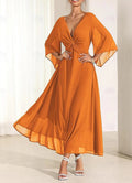 Sexy Chiffon A-Line Prom Gown Elegant Mother of the Bride Dress Ankle Length Pleated Solid Color Plus Size 2025 Free Customized Orange