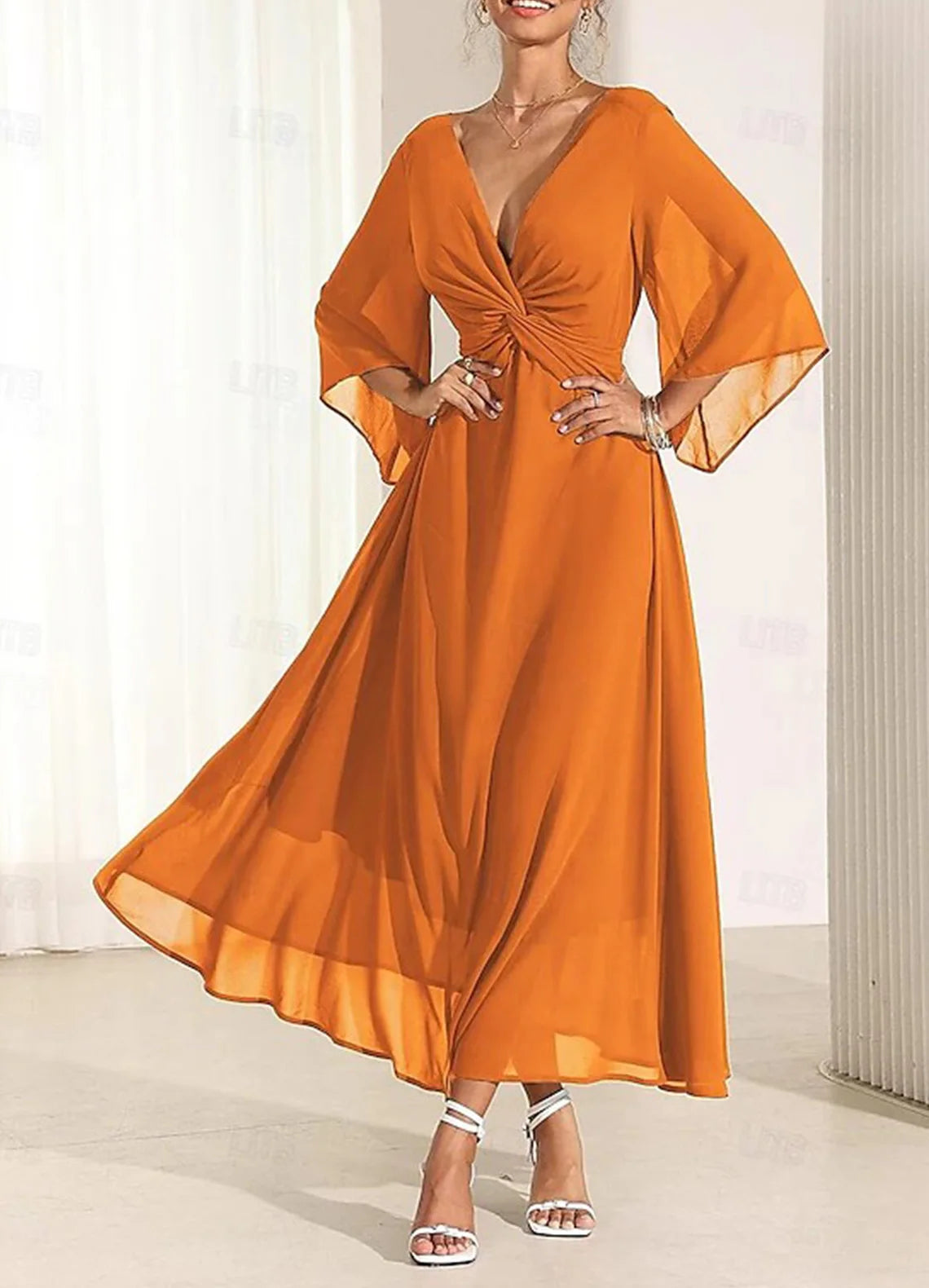 Sexy Chiffon A-Line Prom Gown Elegant Mother of the Bride Dress Ankle Length Pleated Solid Color Plus Size 2025 Free Customized Orange