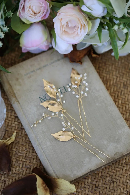 Wedding Accessories Gold Color Hair Pin Clip Rhinestones Crystal Head Piece For Bride Bridesmaids Hairpin Bridal Jewelry