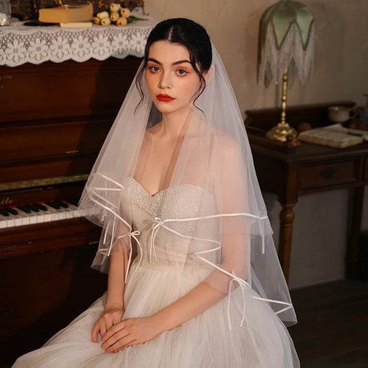 Short Bridal Veil White Wedding Veils For Brides Evening Dinner Party Dress Women Girl Gifts Hair Accessories Jewelry