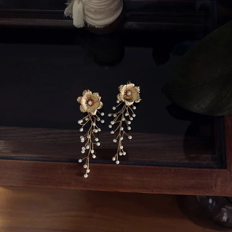 Bridal Jewelry Flower Head Pieces Pearl Hair Comb Pin Clip Vintage Gold Color Brides Bridesmaids Hairpin Wedding Accessories K06
