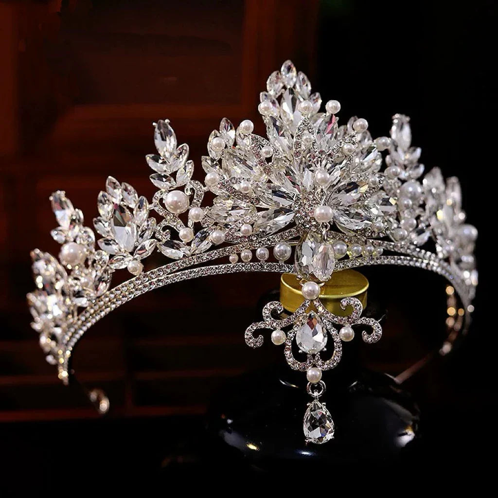 Bridal Hair Jewelry Pearl Crystal Rhinestones Tiaras and Crowns Headpieces For Bride Prom Pageant Headband Wedding Accessories
