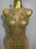 Luxury Sparkly Rhinestones Chain Sleeveless Mini Dress Women Sexy Performance Dance Nightclub Outfit Birthday Party Dress