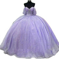 Customized Lilac Sequin Quinceanera Dresses Charro Off Shoulder Fluffy Vestio De 15 Xv Años Sixteen Birthday Dress Masquerade Lilac