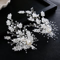 Wedding Accessories Pearl Rhinestones Hair Pin Clip Silver Color Hairpin For Brides Bridesmaids Leaf Head Piece Bridal Jewelry silver color