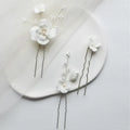 Wedding Accessories Porcelain Flower Hair Clip Pin Gold Silver Color Hairpin Brides Bridesmaids Women Head Piece Bridal Jewelry