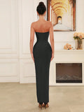 Spring Sexy Women's Nail Bead Design Bandage Long Dress Strapless Sleeveless Bodycon Backless Dresses Club Party Vestidos