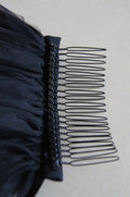 Simple Black 1 Layer Chapel Length Bridal Veil Cut Edge with Metal Comb Soft Tulle
