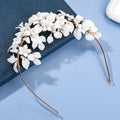 Bridal Hair Jewelry Gold Color Headbands Headpieces Porcelain Flower Hairband Brides Gift Headdress Headwear Wedding Accessories