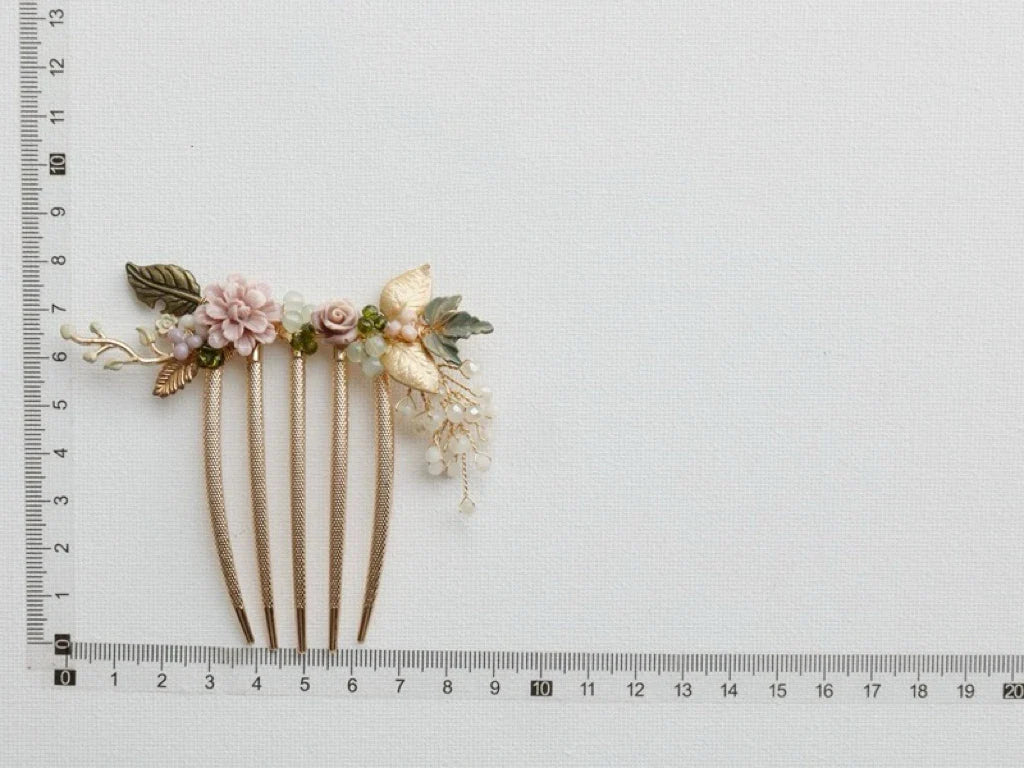 Vintage Gold Color Hair Comb Pin Flower Leaf Hairpin For Brides Bridesmaids Headpieces Wedding Accessories Bridal Hair Jewelry b