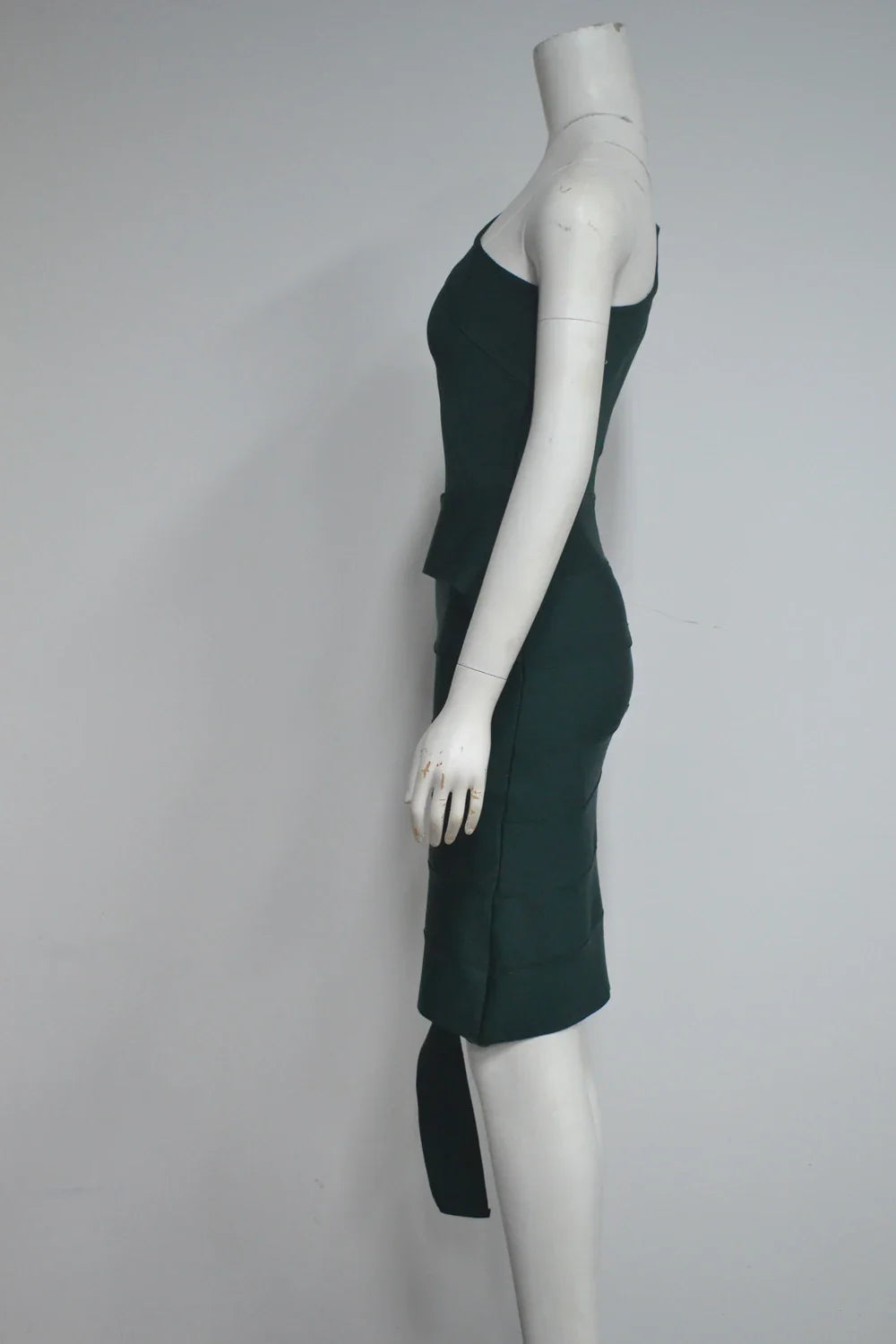 Darkgreen Color Women Sexy One Shoulder Ruffles Bodycon Mini Bandage Dress Office Lady Celebrate Evening Party Outfit Vestido
