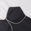 Spring Women's Water Diamond Chain Strap Sleeveless Bandage Dress Patchwork Bodycon Long Dress Evening Club Party Vestidos