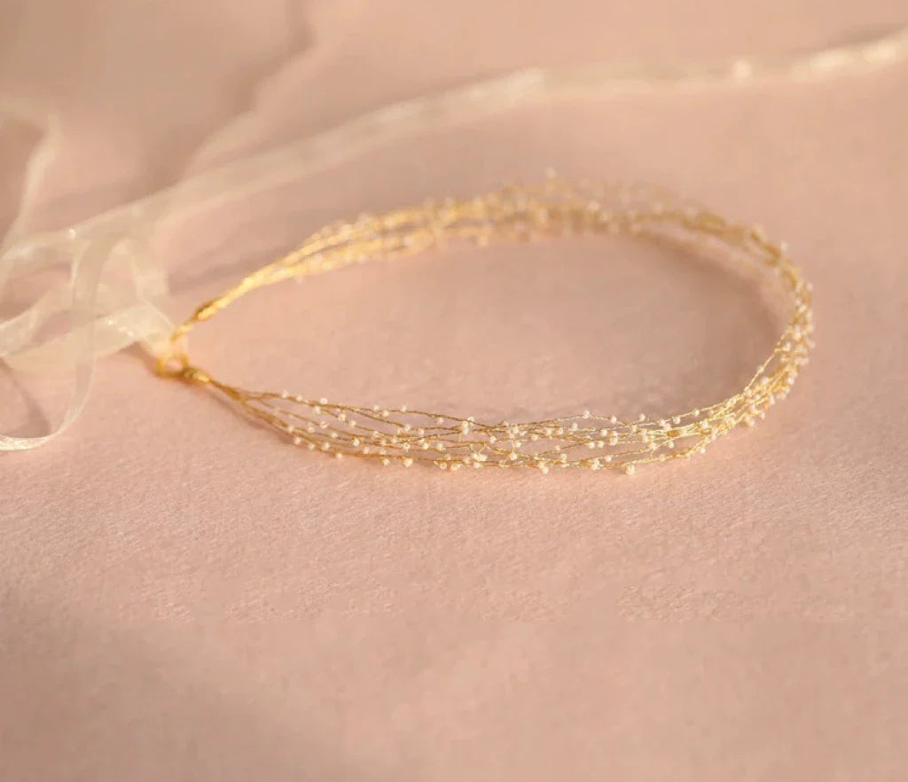 Handmade Gold Color Headband Hairband Vintage Headpiece Bride Prom Headwear Headdress Bridal Jewelry Wedding Hair Accessories