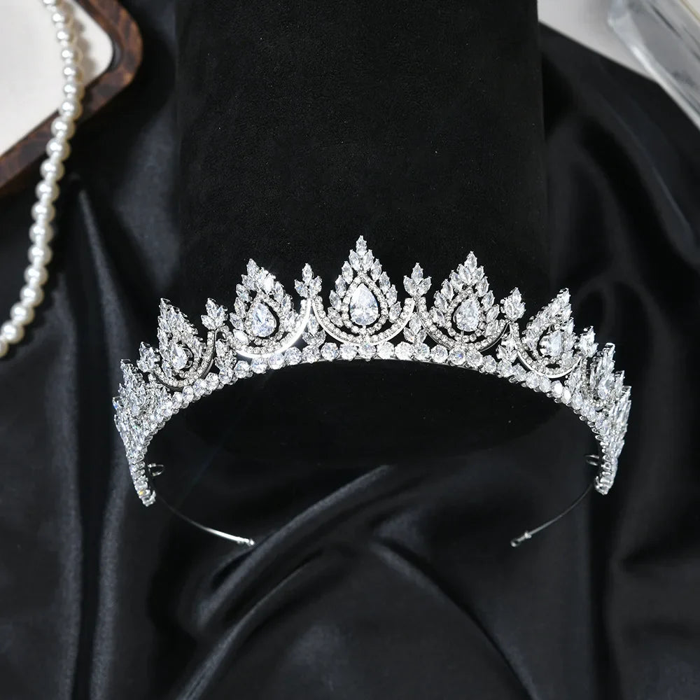 Wedding Hair Accessories Crystal Zircon Tiaras and Crowns CZ Zirconia Headband For Brides Princess Queen Diadem Bridal Jewelry