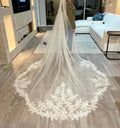 3M 3.5M 4M 5M Cathedral Wedding Veil White Off-White Ivory Lace Applique Long Bridal Veil Metal Comb