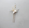 Wedding Accessories Porcelain Flower Head Pieces Opal Hair Comb Pin Clip For Brides Women Gold Color Hairpins Bridal Jewelry a