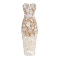 Red White Color Women Sexy Strapless Embroidery Bodycon Midi Dress Celebrate Nightclub Party Evening Birthday Dress Wholesale WHITE