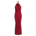 New Arrival Women Sexy Halter Shinning Rhinestones Backless Bodycon Long Dress Celebrate Nightclub Party Wedding Outfit